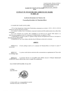 2025-16 arrêté fermeture école et garderie